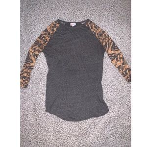 Grey and rustic orange LuLa Roe long sleeve top